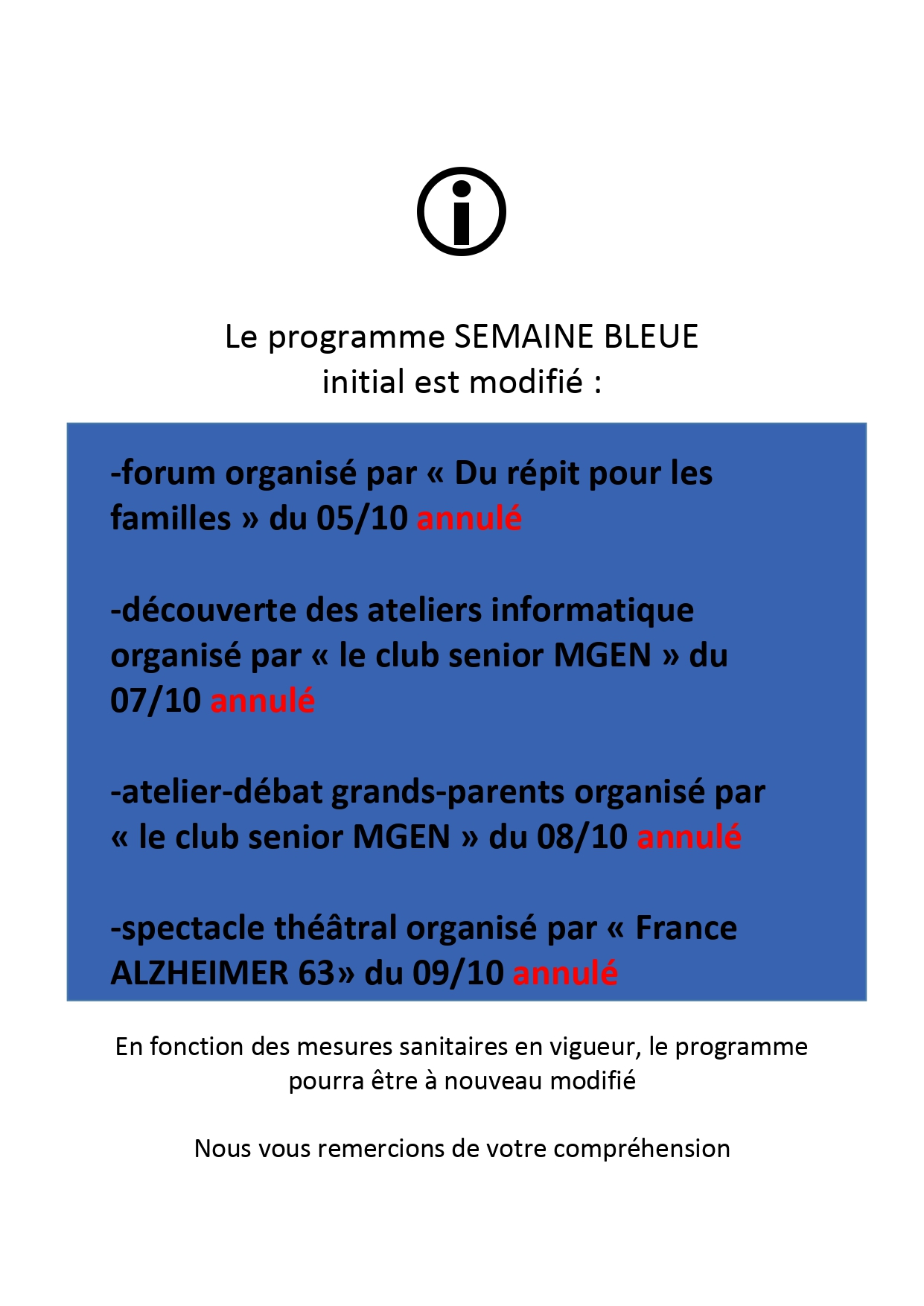 SEMAINE BLEUE MODIFS