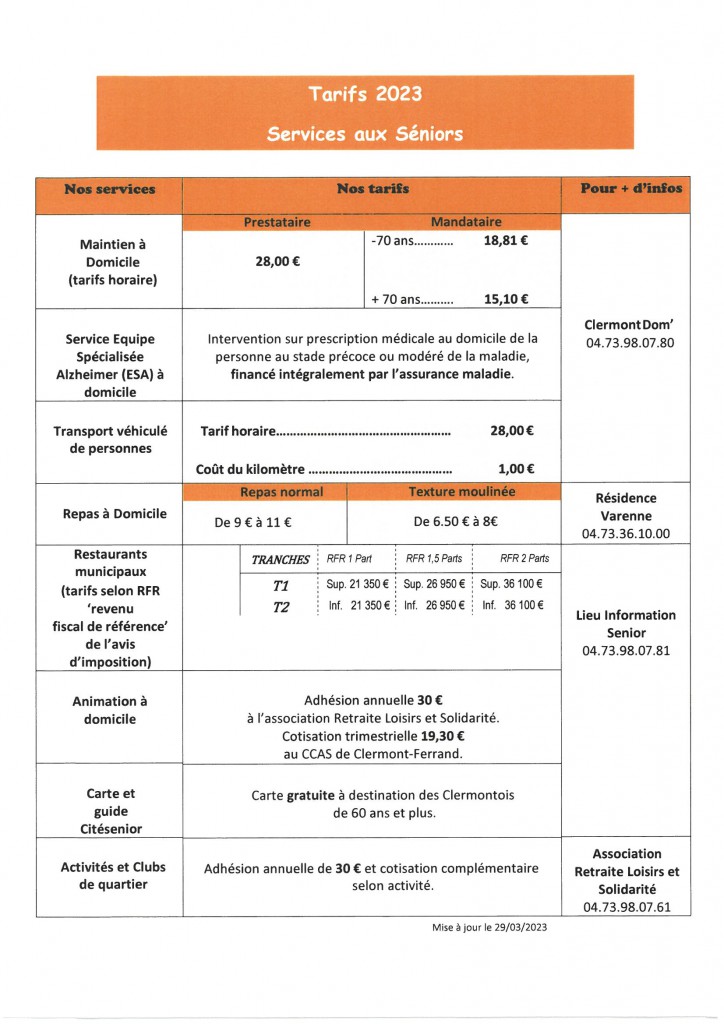 TARIF AU 29032023 2EME P